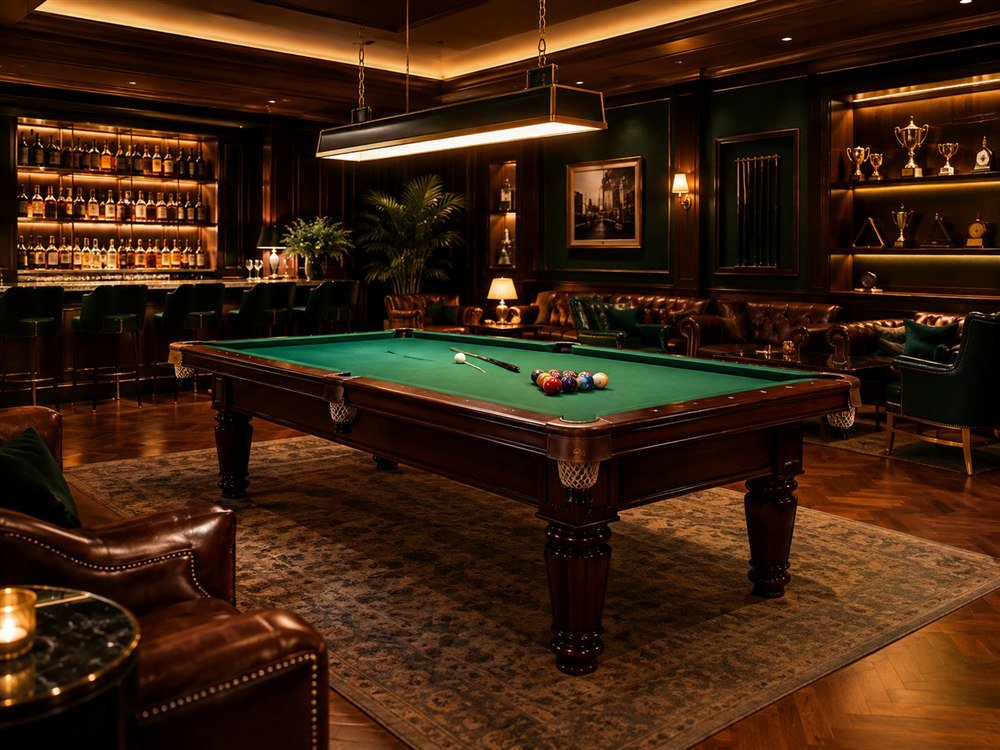 The Champions Suite private snooker room with lounge seating